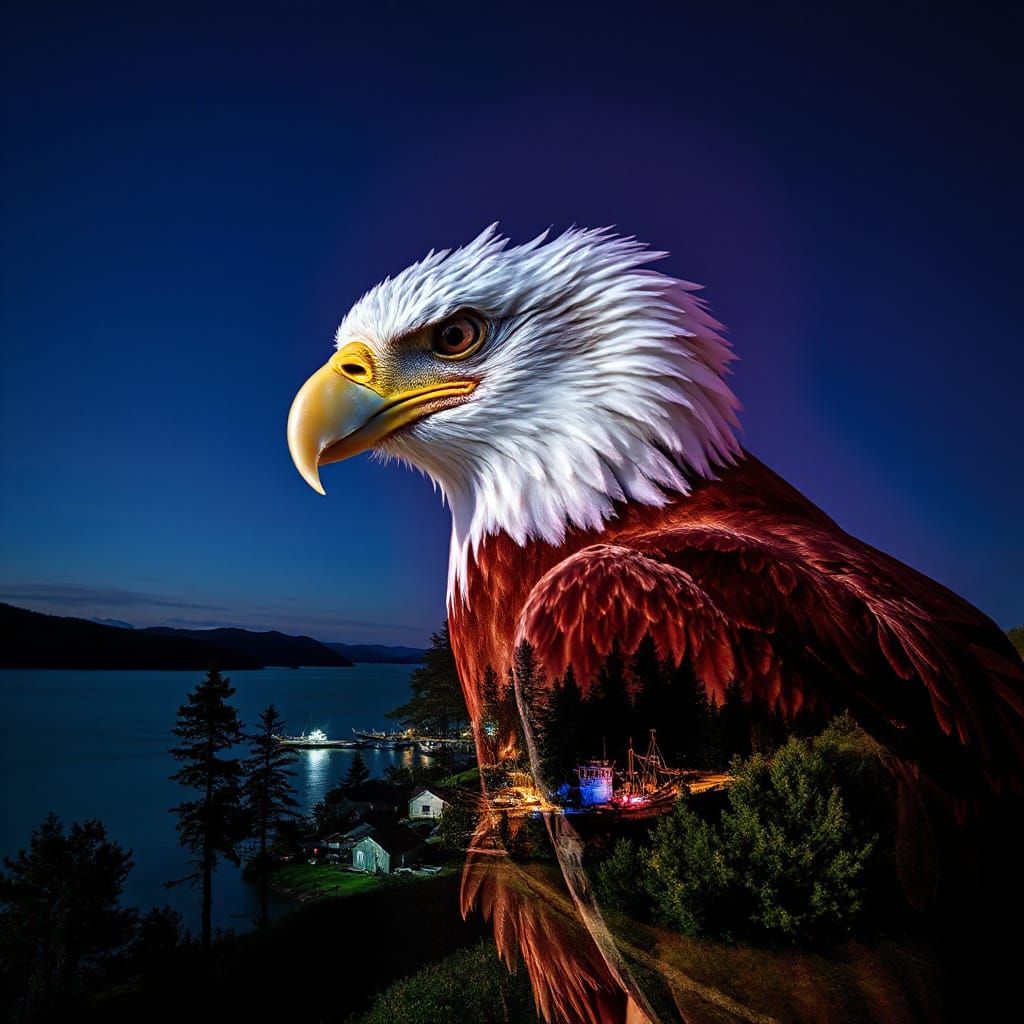 A hyperealistic double exposure of a Sea Eagle, magnificent ...
