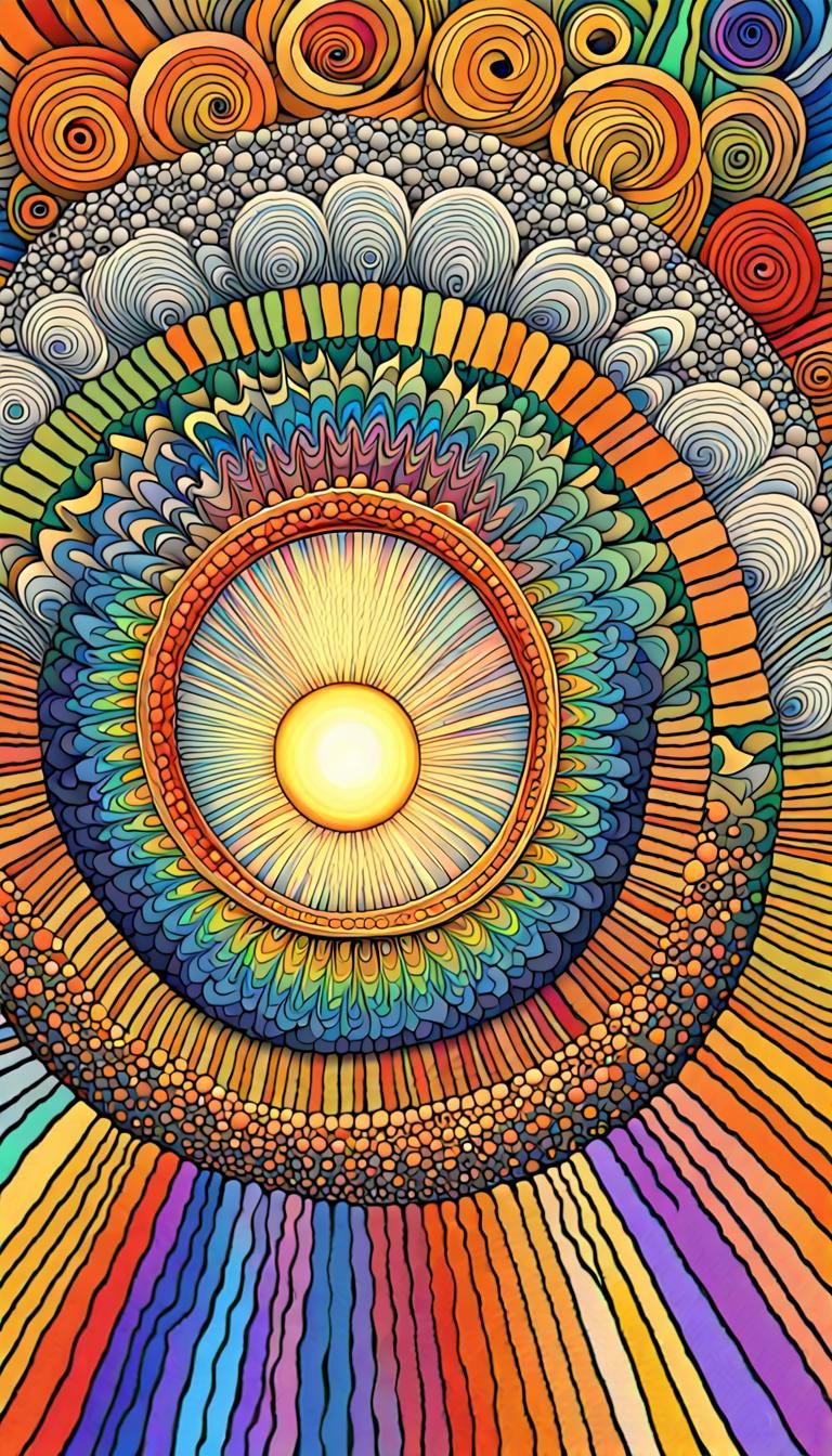 Radiant Zentangle Rainbow: A Maximalist 3D Masterpiece
