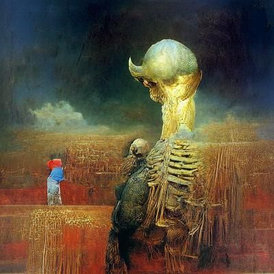 Giant Skeleton Gods Judge Human