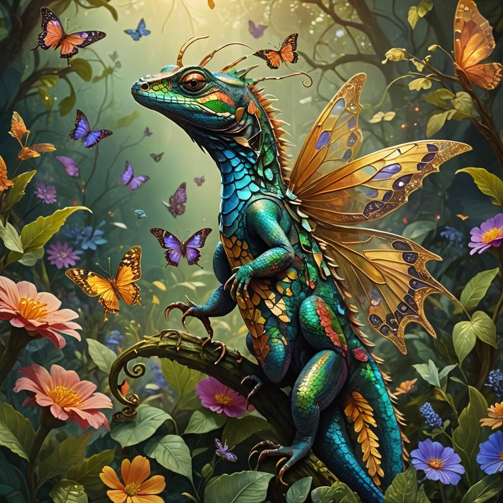 Lizard Butterfly Hybrid in Mystical Garden