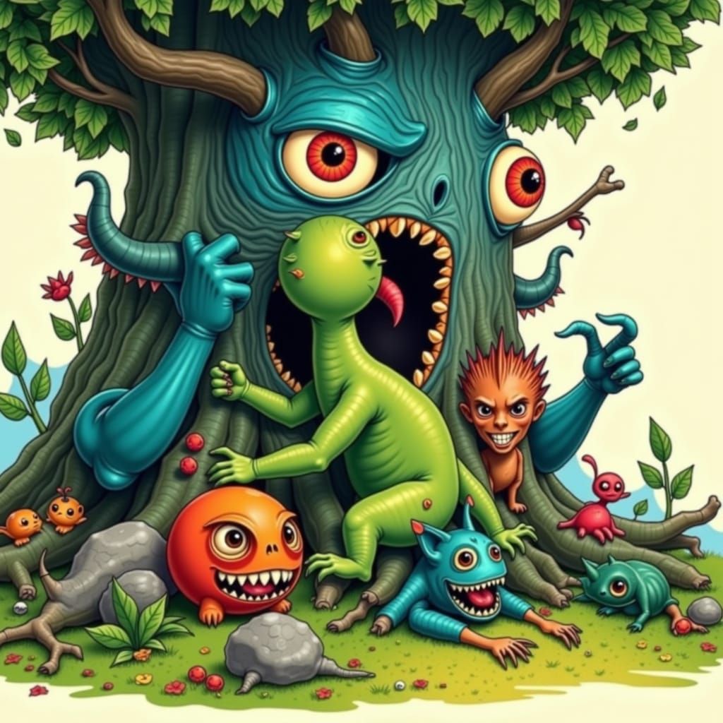 Whimsical Forest Inhabitants in Sendak Style