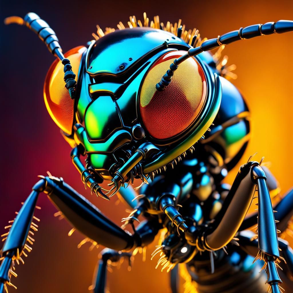 Hyperrealistic Steampunk Ant in Splash Art Style