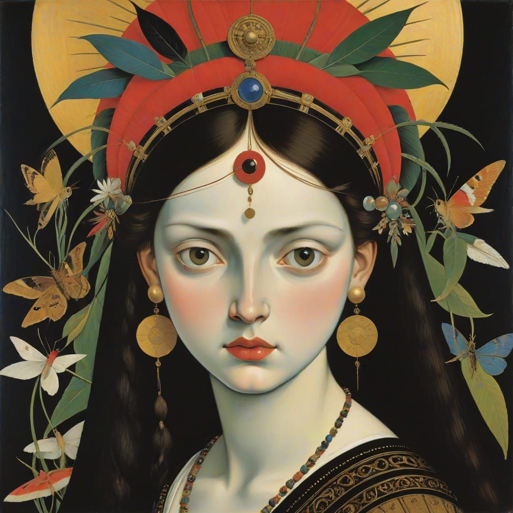 Fairytale Scene in Native Art Brut Style