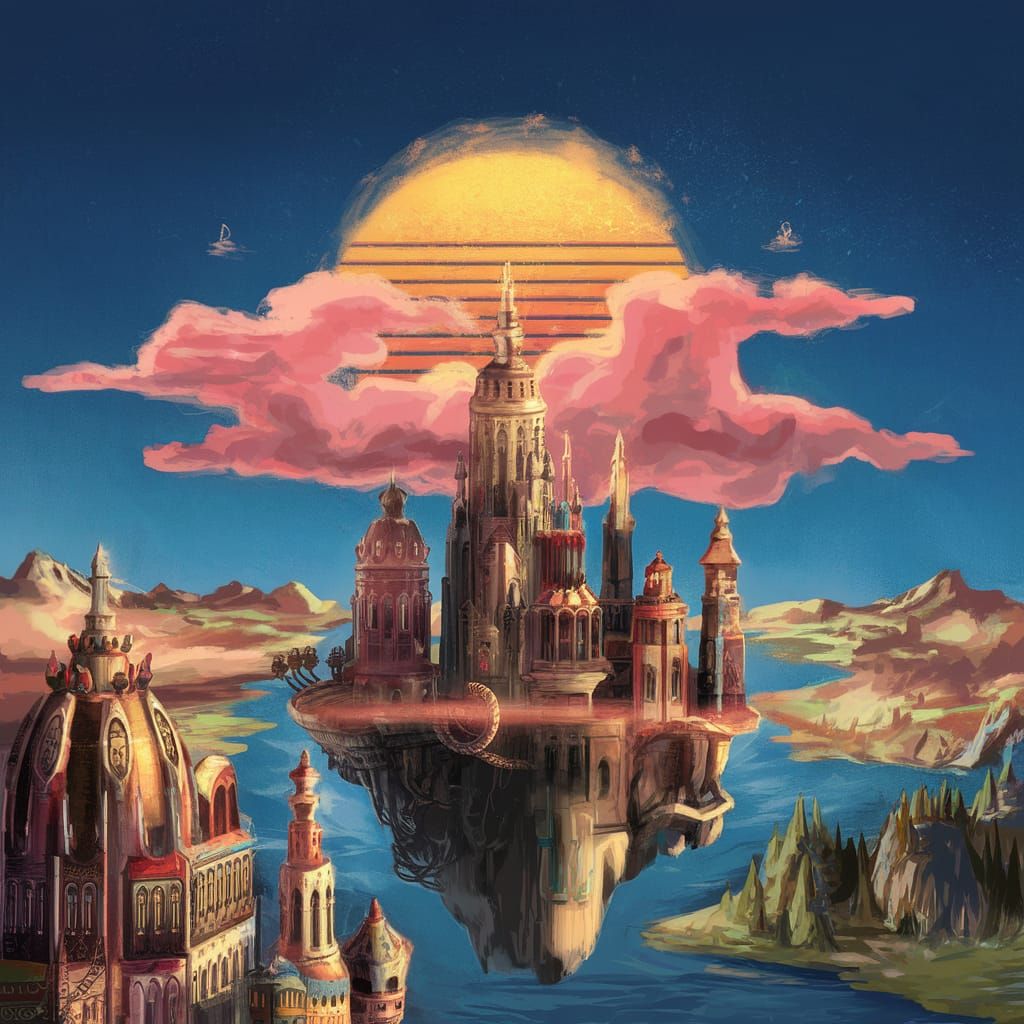 Floating Islands: Fantasy Concept Art in Baroque Style