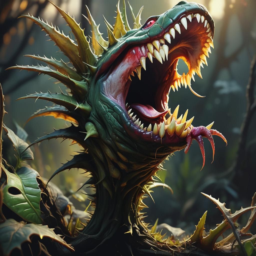 Bizarre Carnivorous Plant Devouring Decaying Object