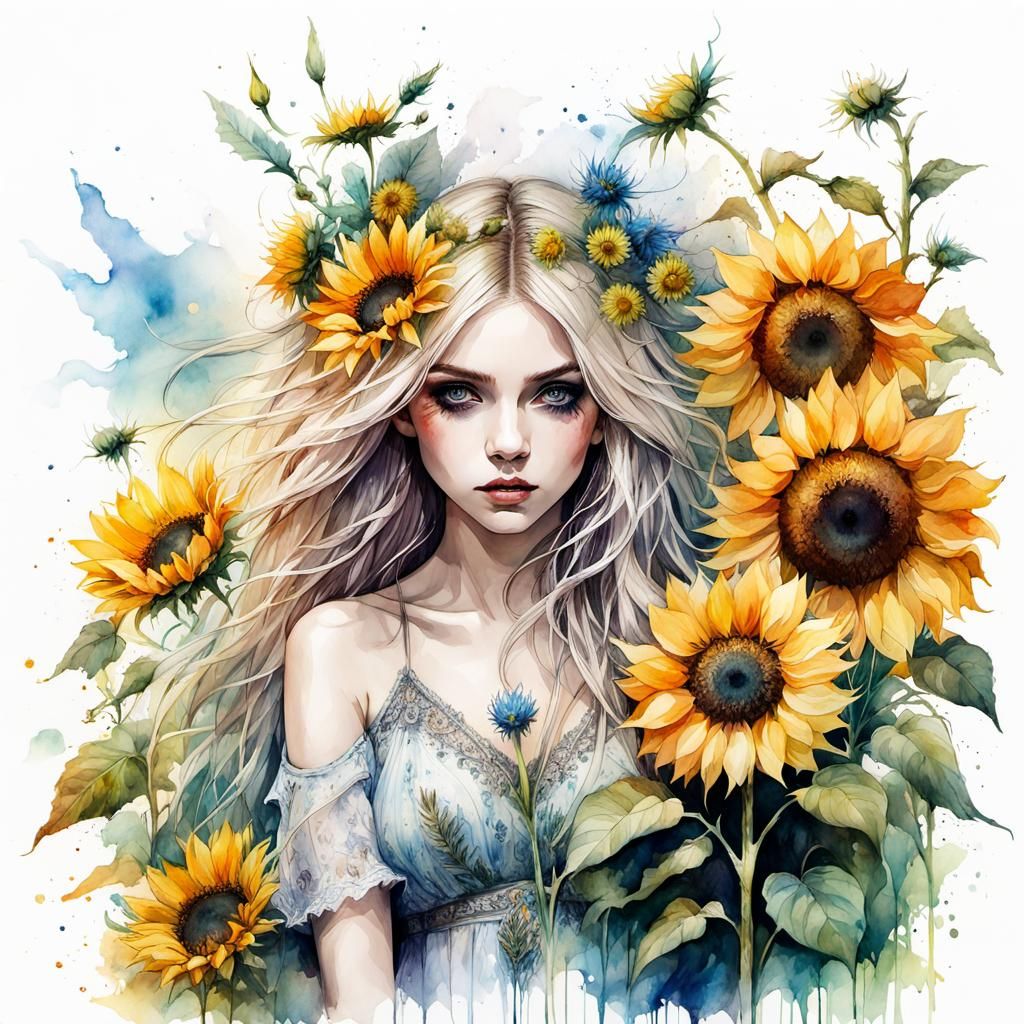 Taylor Momsen in a Wild Sunflower Field