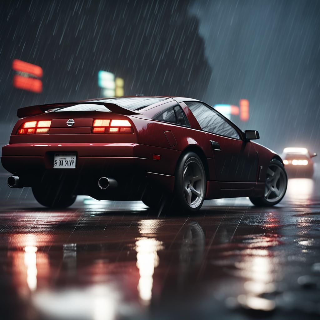 Nissan 300ZX Z32 in Stormy Cyberpunk City