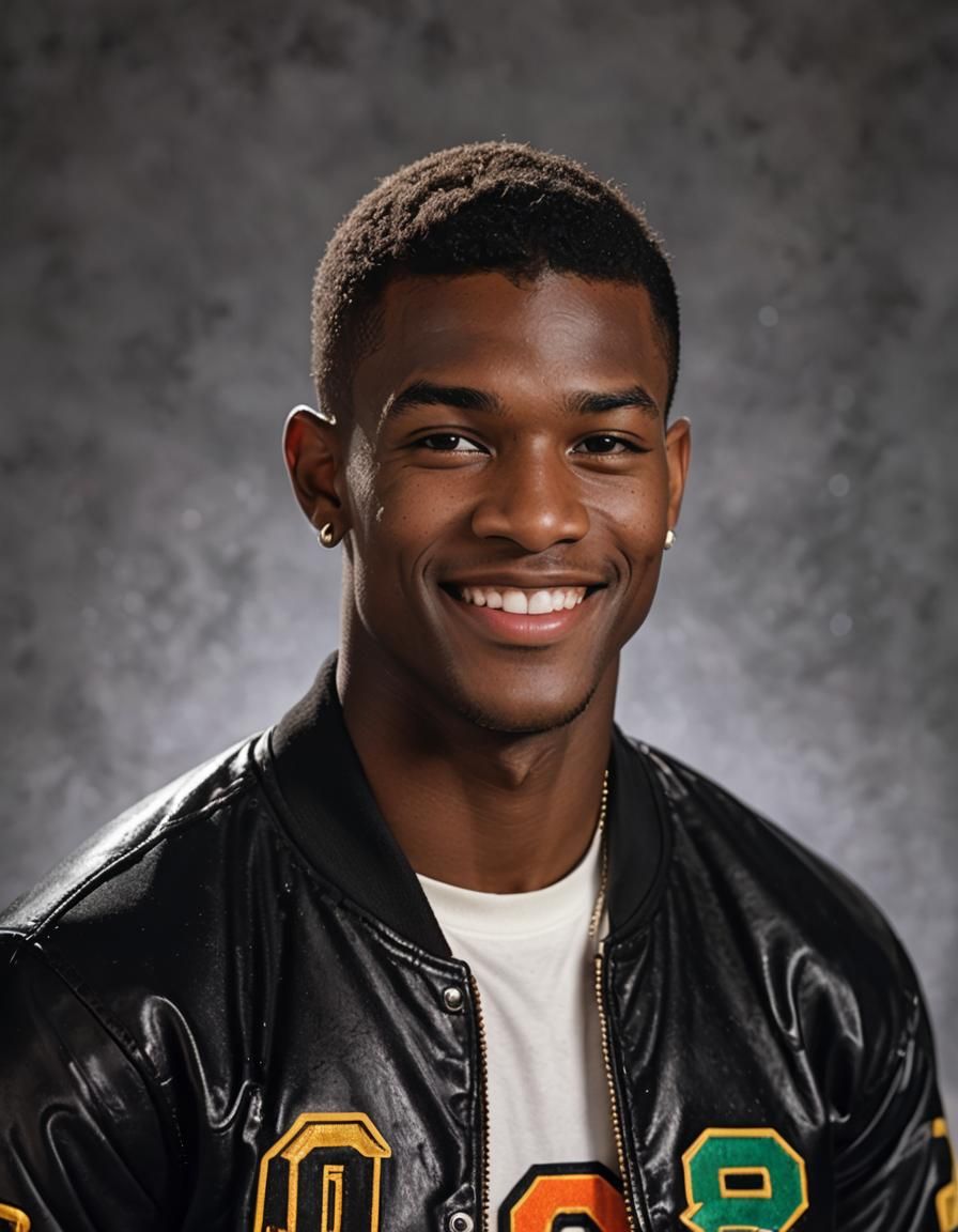 1982 Yearbook Portrait: Jock with Neon Laser Background