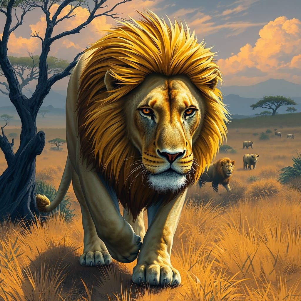 Majestic Lion in Science Fiction Style