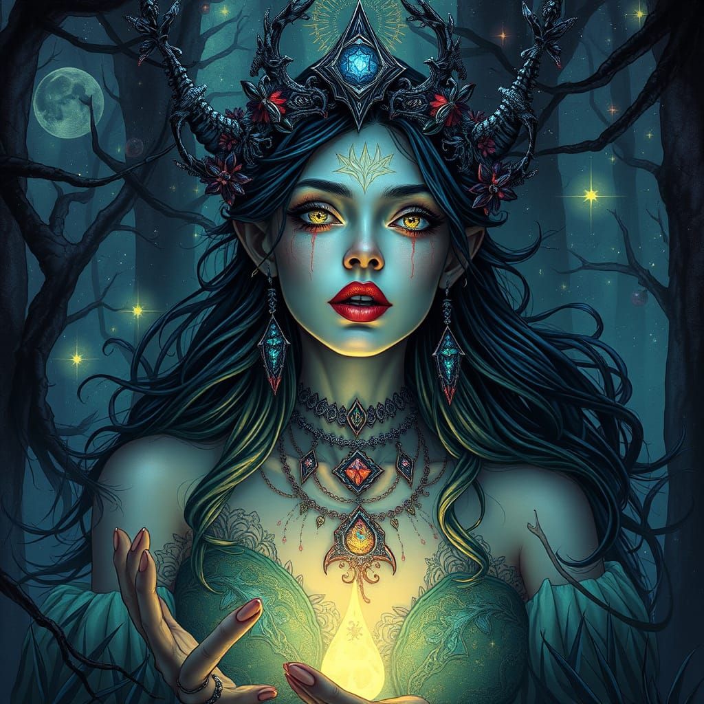 Gothic Enchantress of the Mystical Forest
