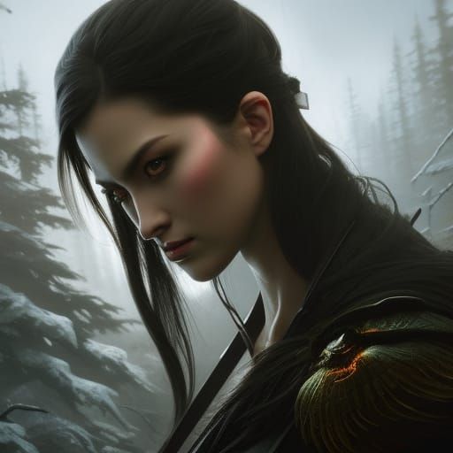 Haunted Tree, Engineer, and Labrador in Horrorcore Style