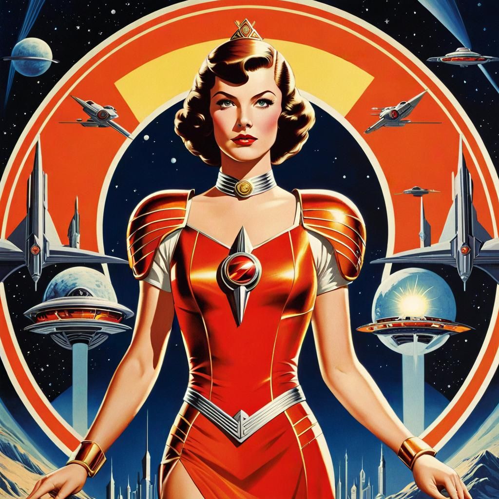 Space Princess in Flash Gordon Art Deco Style