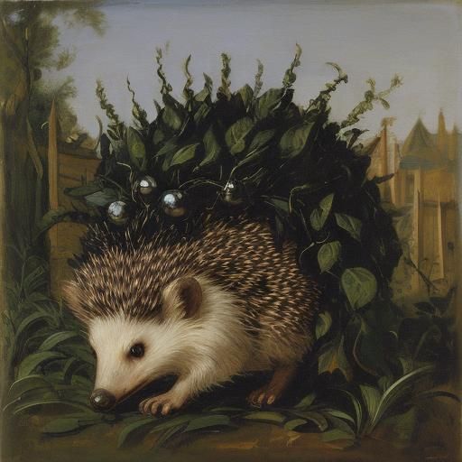 Hedgehog in Hedge Hat: Baroque Impasto Portrait