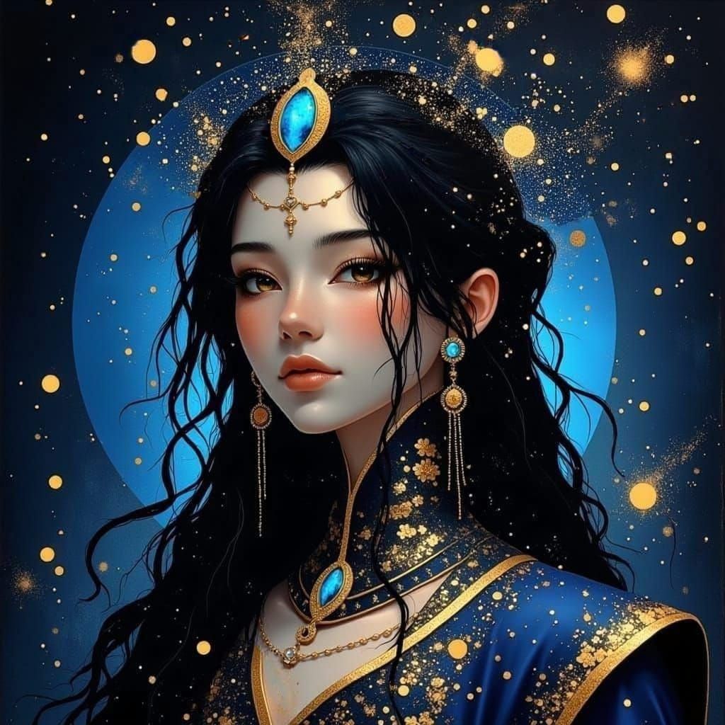 Fantasy Portrait of Asian Prince with Diamond Necklace
