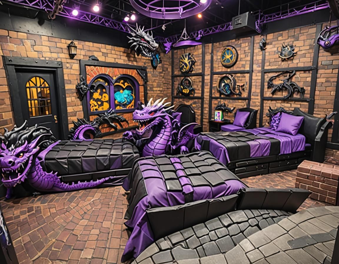 Medieval Dragon Theme Park Bedroom With Thrill Ride