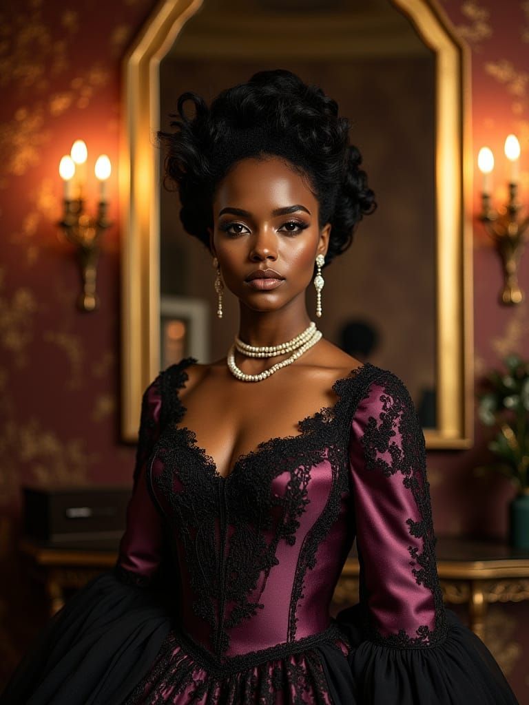 Elegant Black Woman in Gilded Age Portrait