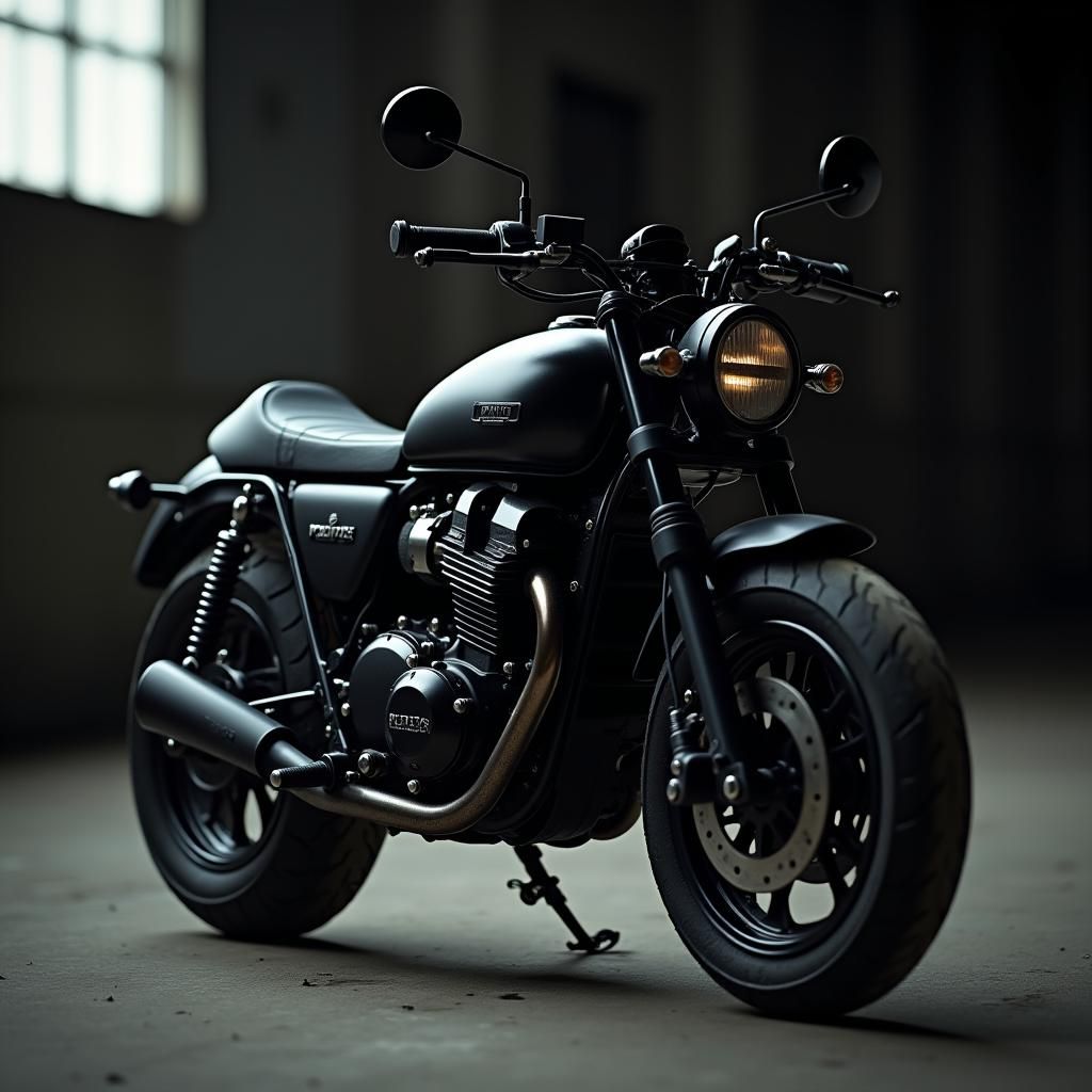 Sleek Black Minibike with Predator Engine in Cinematic Scene