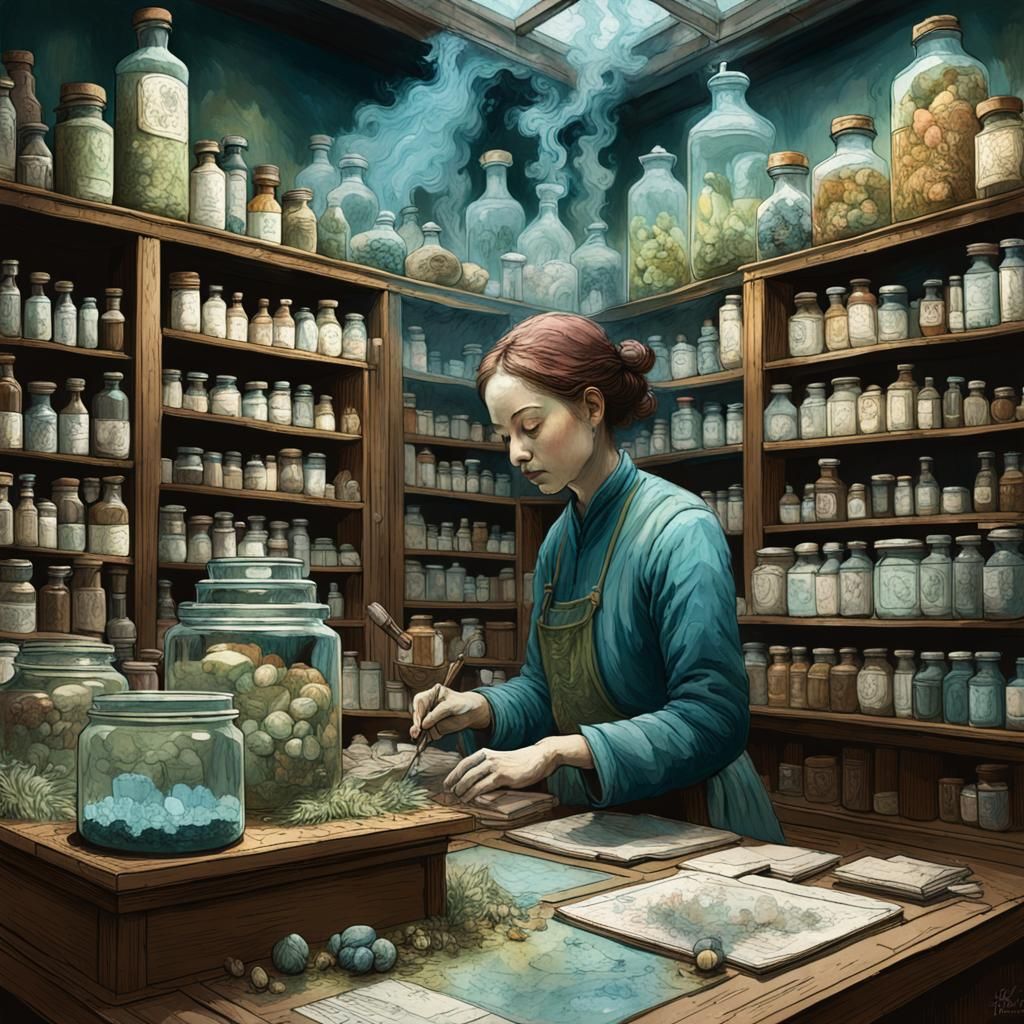 Apothecary Scene Inspired by Bosch's Garden of Earthly Delig...