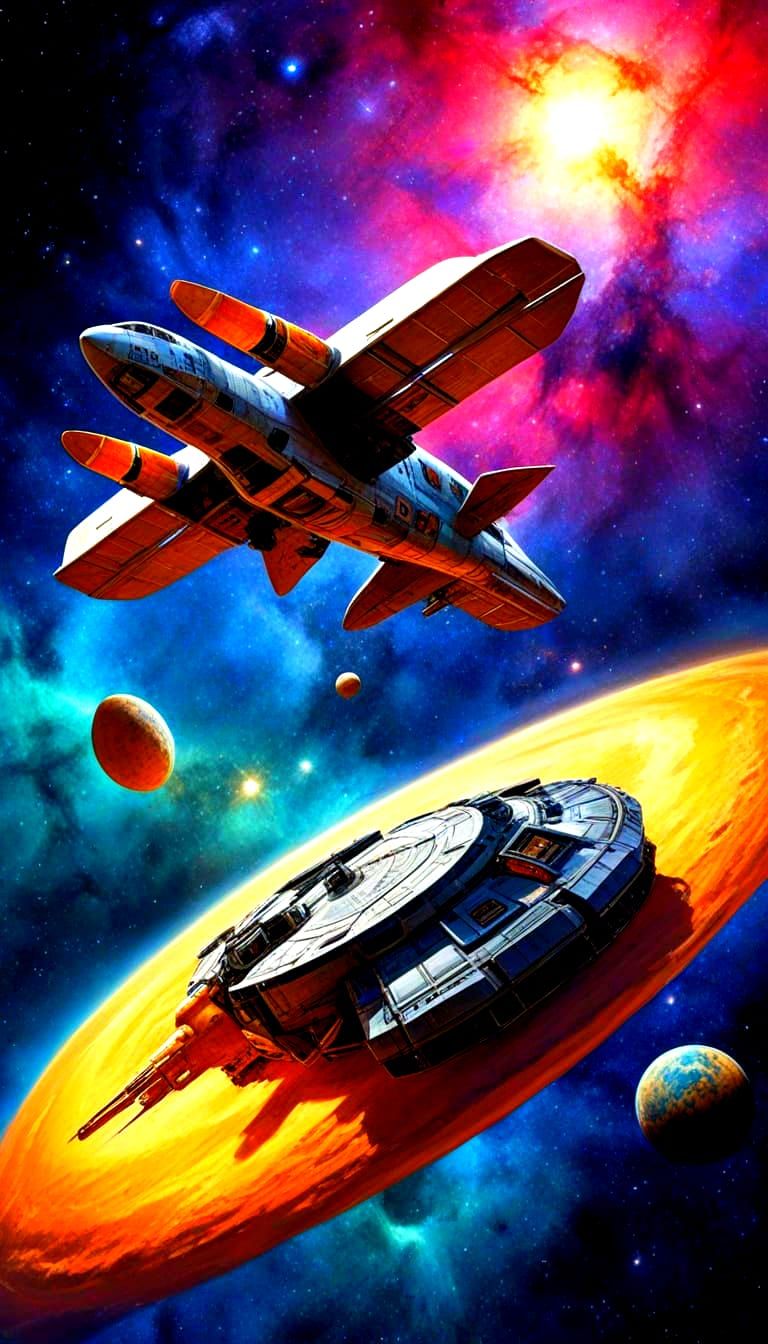 Spaceship Approaches Nebula with Commander Franz Marc