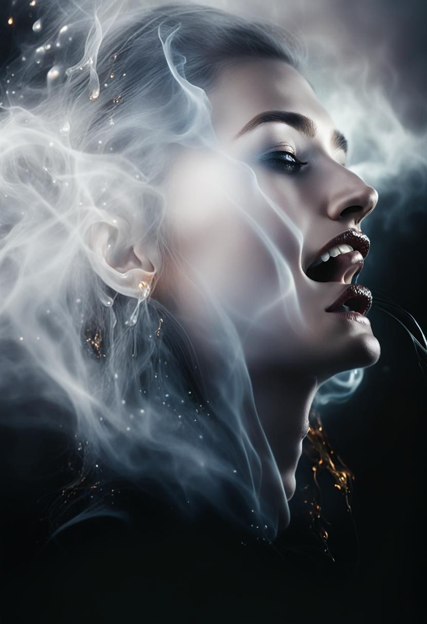 Ethereal Woman Made of Flames in Surreal Portrait