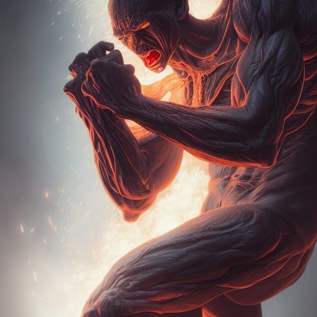 Burning Man in Torment: Hyper-Realistic Digital Art