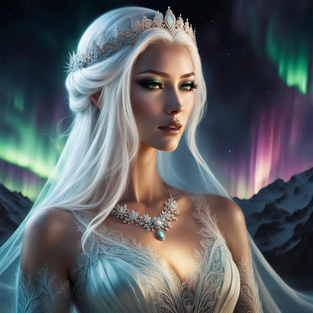 Goddess of the Northern Lights in Bioluminescent Bloomcore S...