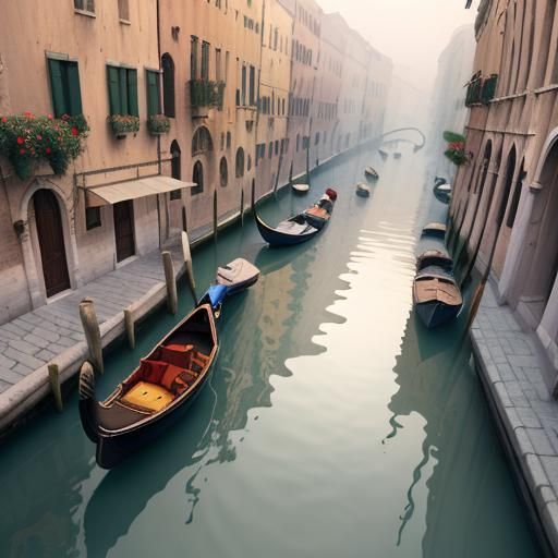 Venice Canals in Golden Light: A Turner-esque Scene