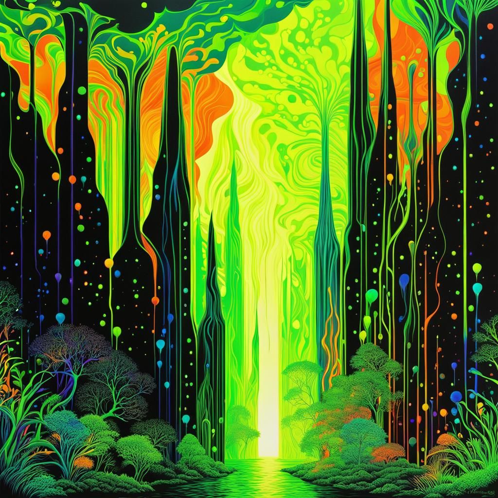 Psychedelic Black Light Poster in Neon Colors