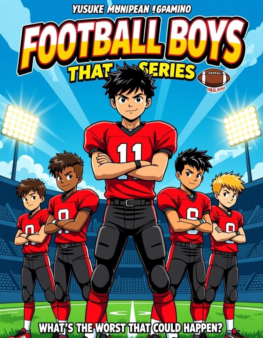 Dynamic Anime-Style Youth Football Team Poster