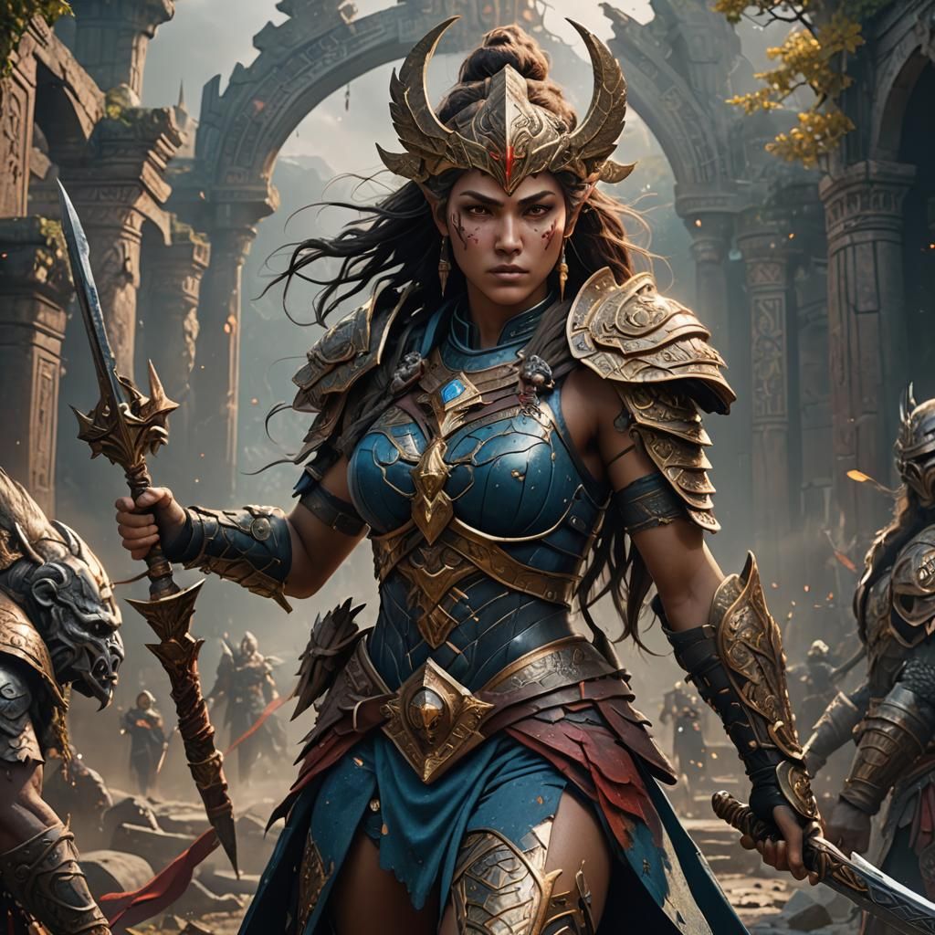 Detailed Female Warrior Goddess Concept Art