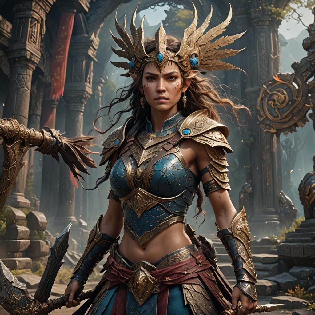 Detailed Female Warrior Goddess Concept Art