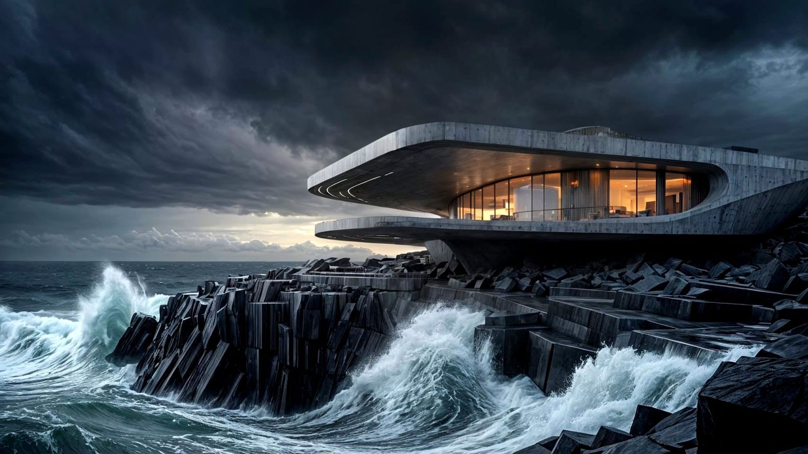 Contemporary Coastal House with Stormy Ocean View