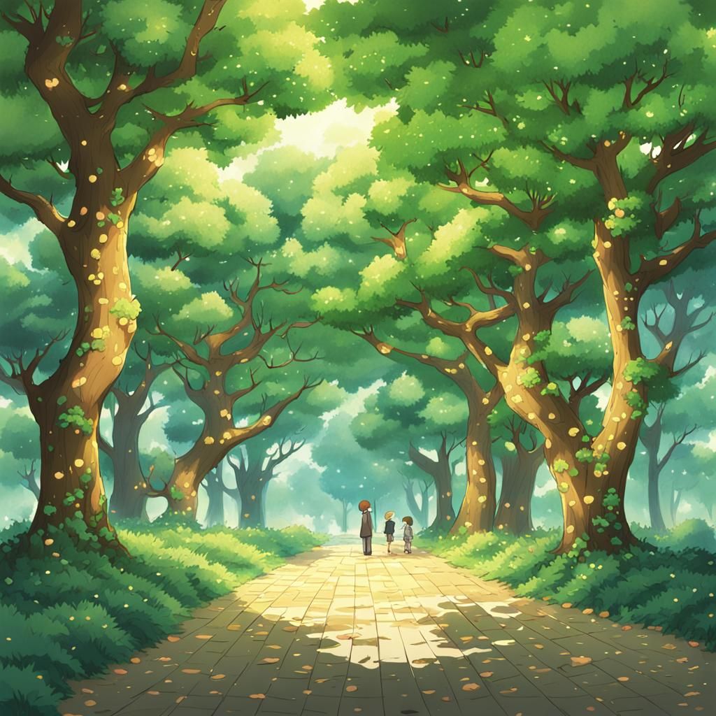 Anime Style Trees, Japanese Manga Key Visual