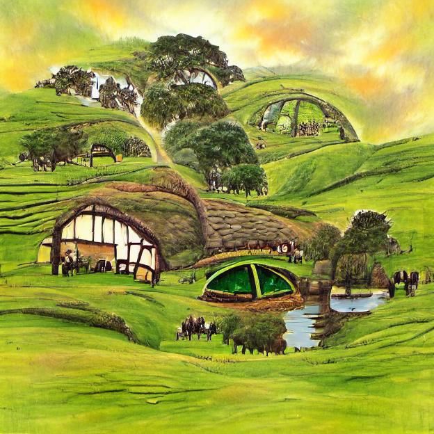 Idyllic AI Image of The Shire