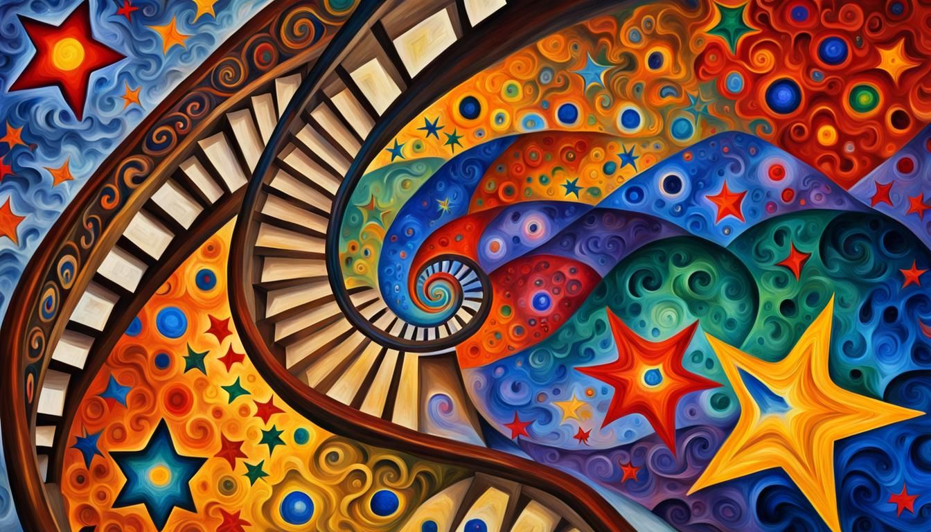 Magnetic Stars in Fractal Cosmic Impasto Painting