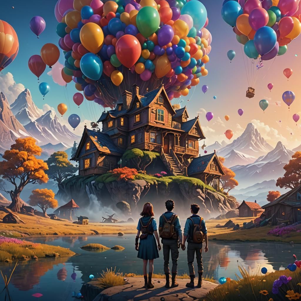 Ellie and Carl's Floating House: High-Fantasy Art