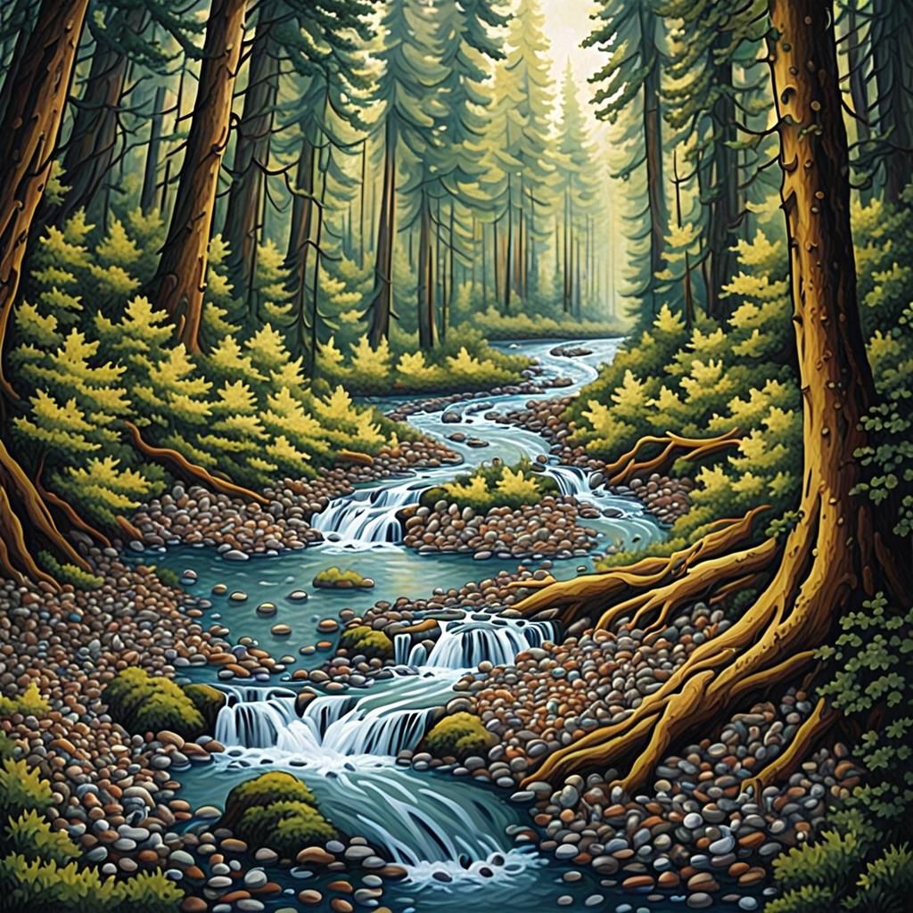 Enchanted Forest Stream Extends Beyond Frame