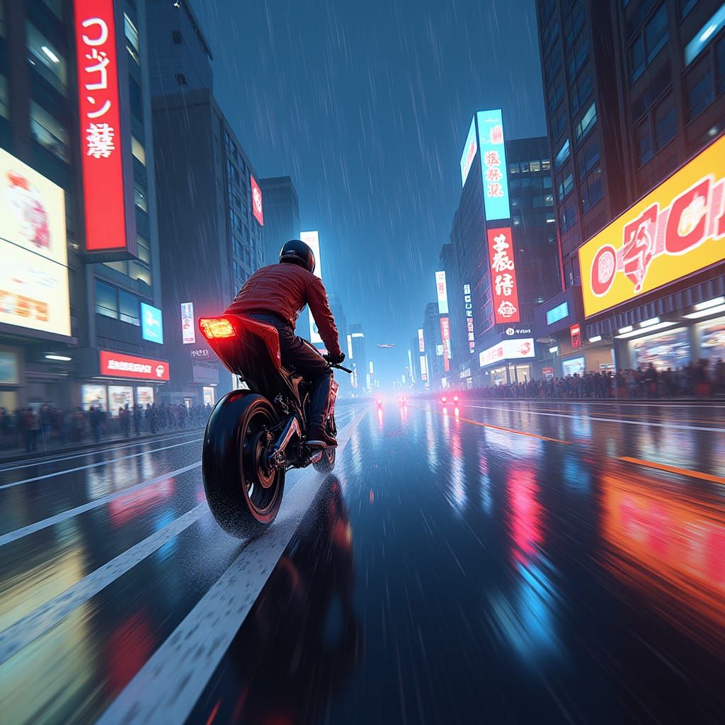 Neon City Bike Chase in Cyberpunk Style