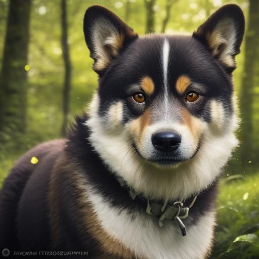 Hokkaido Dog Portrait in Forest, Wildlife Photography