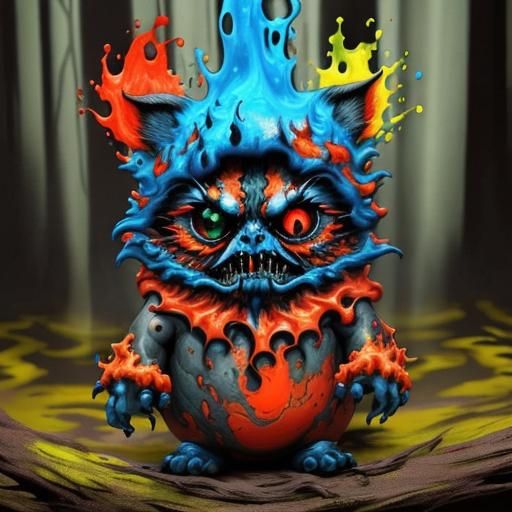 Terrifying Shadow Monster in Liquid Watercolor Style