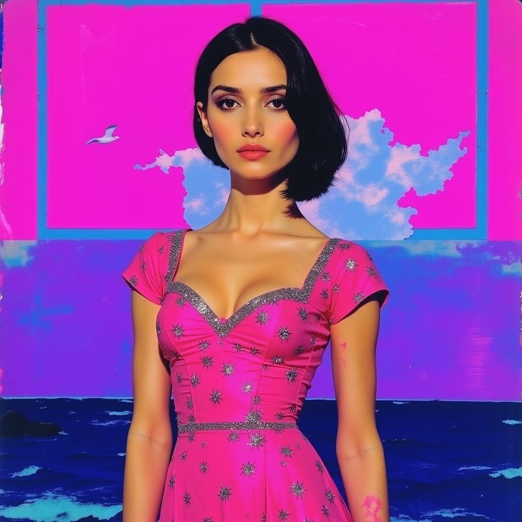 Woman in Neon Star Dress Sees Mysterious Spectacle