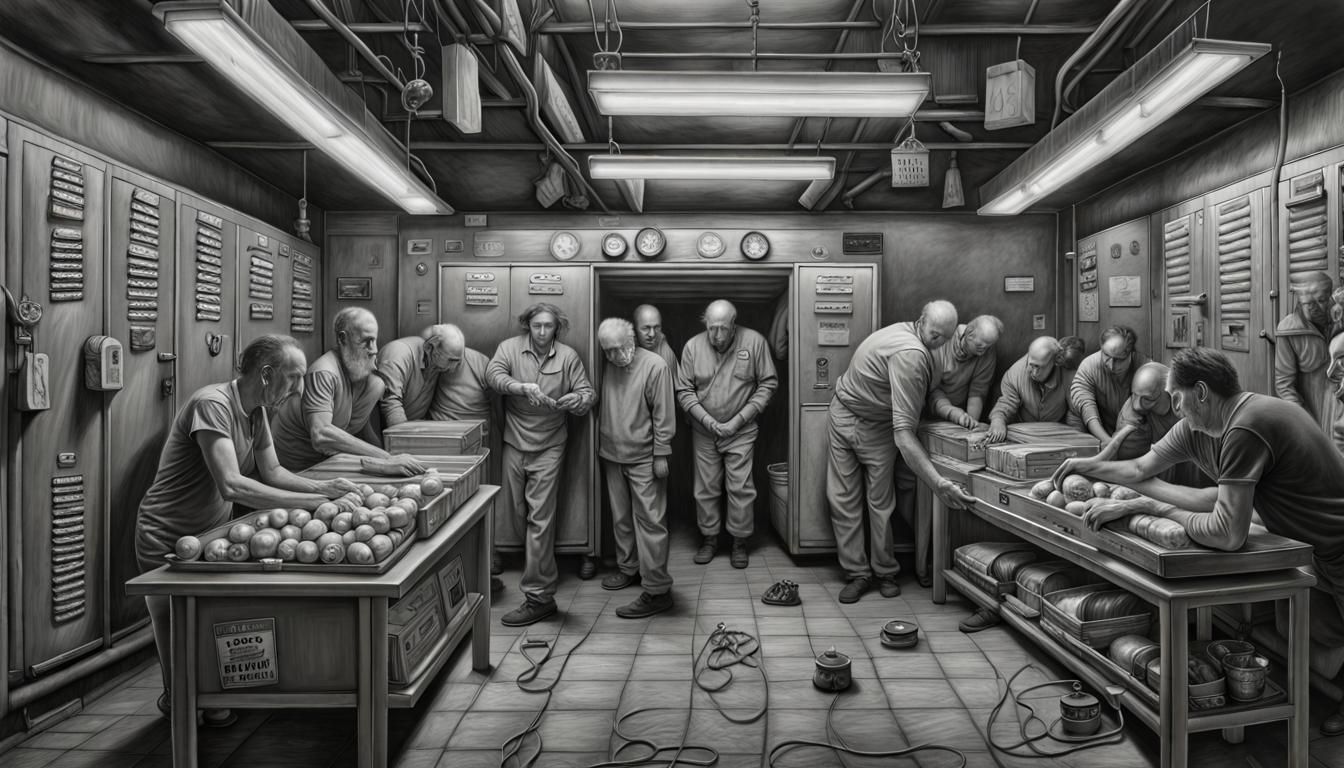 sorting supplies in nuclear bunker