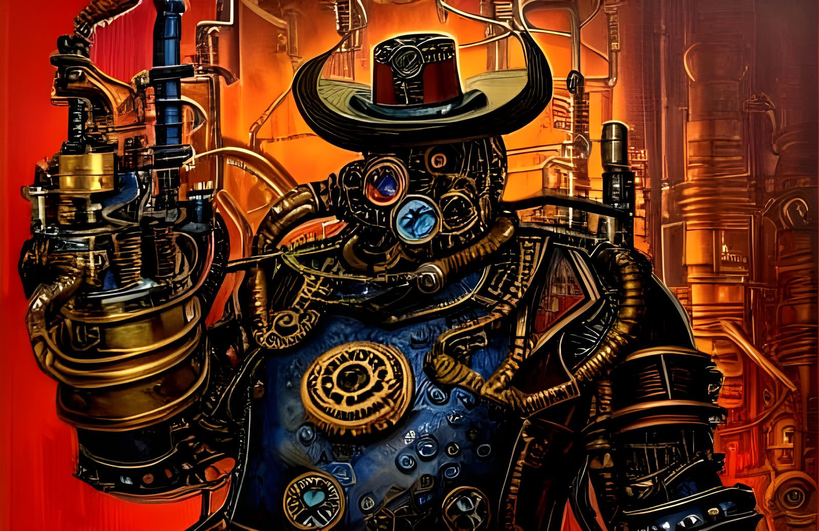 Forged Elemental Swords in Steampunk Armor