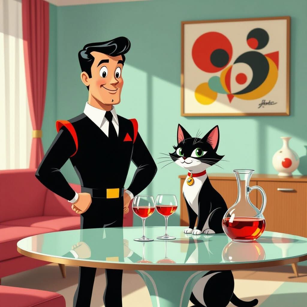 George Jetson in a Retro-Futuristic Mid-Century Home