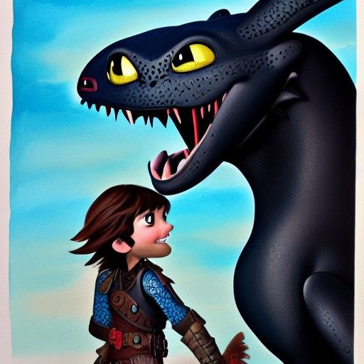Detailed Gouache Painting: How to Train Your Dragon