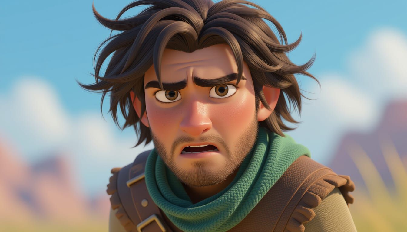 Faris' Determined Eyes in 3D Disney Pixar Style