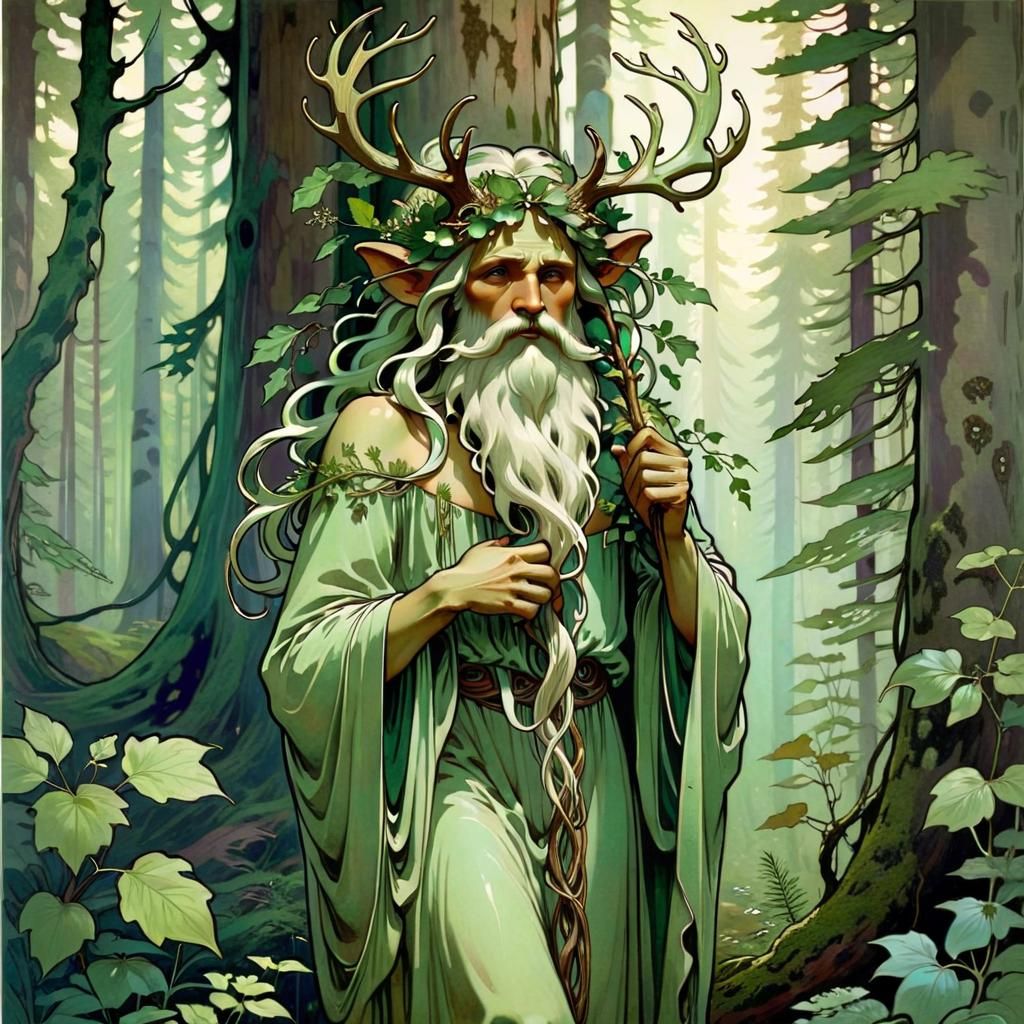 Tapio: Finnish Forest Spirit in Art Nouveau Style
