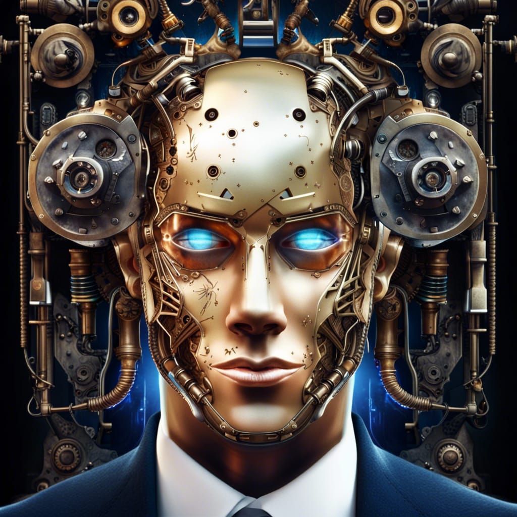 Mechanical Man with Sapphire Eyes: Digital Matte Painting