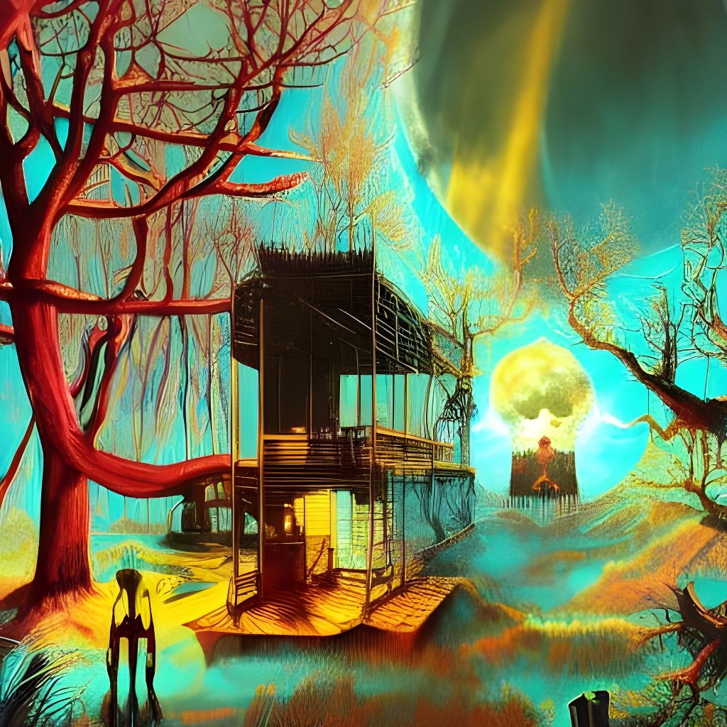 Eerie Existential Horror Landscape with Morning Hues