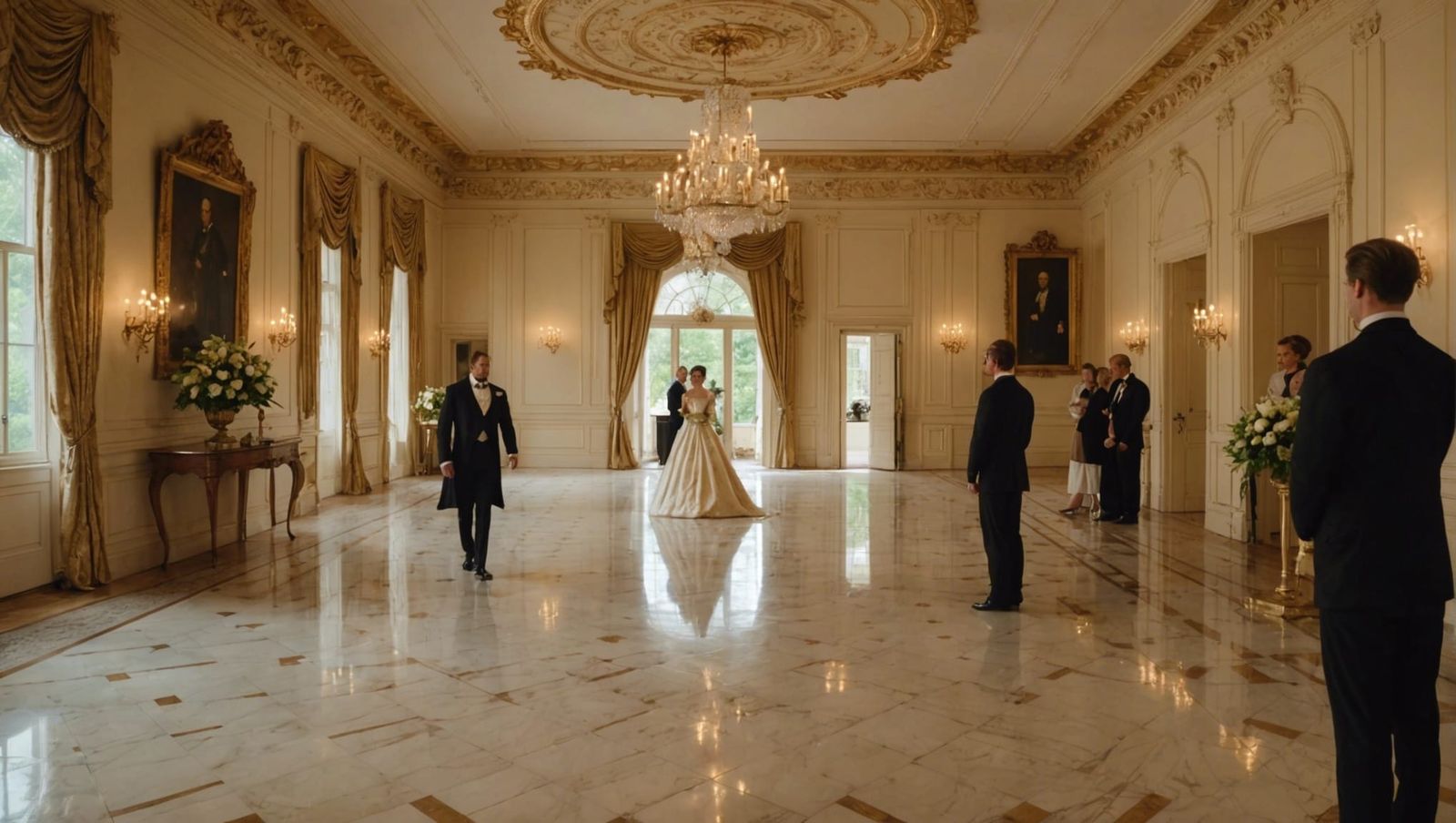 Victorian Ballroom Entrance with Candelabras
